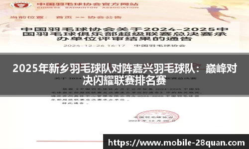 2025年新乡羽毛球队对阵嘉兴羽毛球队：巅峰对决闪耀联赛排名赛